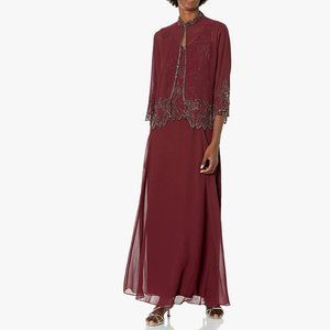 J Kara Beaded Long Jacket Dress